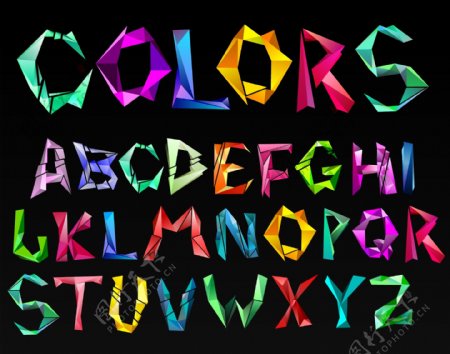 折纸信色彩设计的11系列矢量