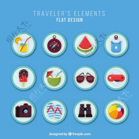 旅行者元素圆形图标