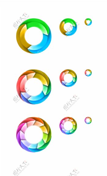 彩色圆环图标PSD素材