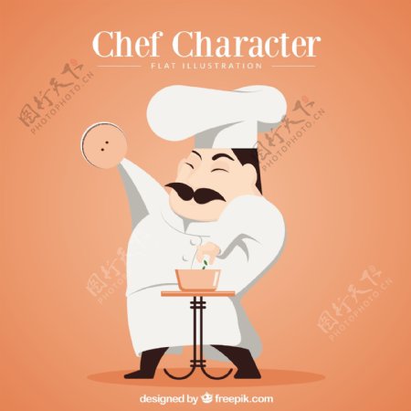 厨师烹饪插图背景