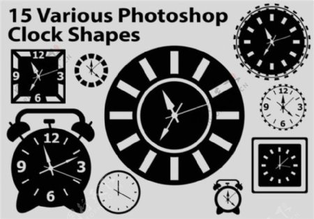 时钟闹钟Photoshop自定义形状素材下载