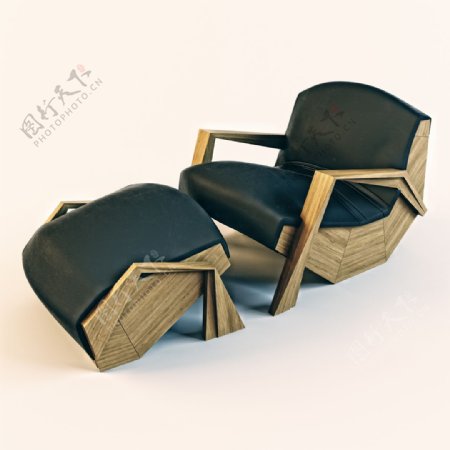 ArmchairOttomanDecor个性的木质沙发躺椅
