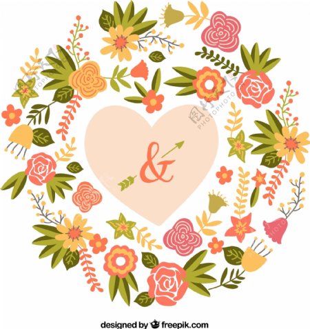 彩色花卉婚礼海报图片