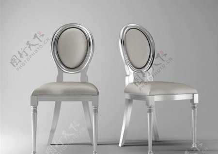 银色新古典单椅3d模型免费下载