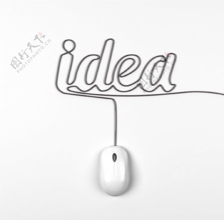 白色创意鼠标idea字符图片下载