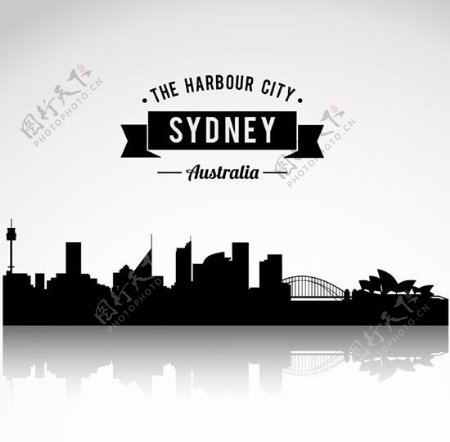 悉尼城市剪影矢量图片AI
