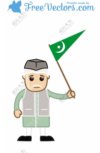 旧自由战士举行巴基斯坦国旗