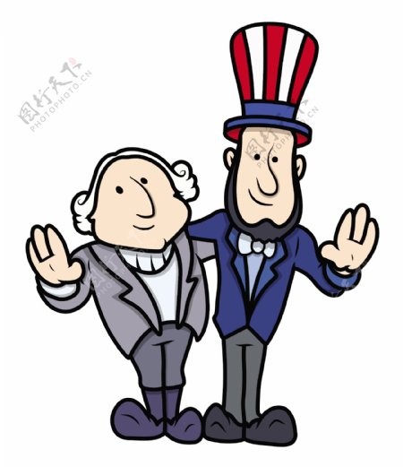 华盛顿和林肯总统日庆祝活动矢量卡通
