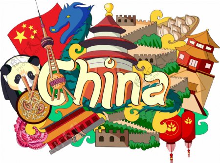 中国旅行插画