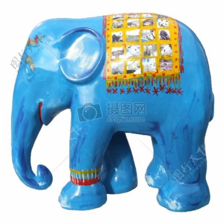 蓝色大象摆件
