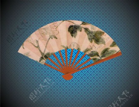 古典花纹折扇