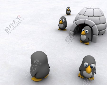 可爱企鹅高清2D背景图片