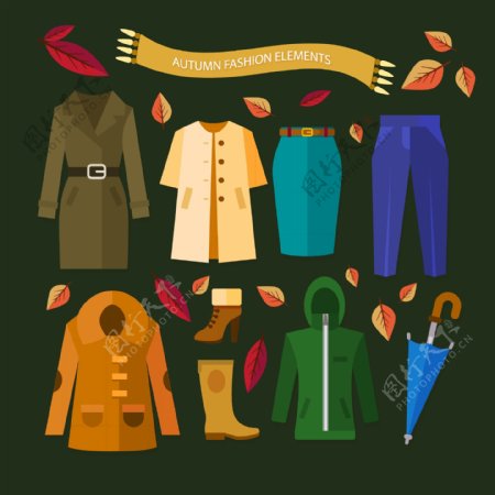 9款创意秋季服饰与配饰矢量图