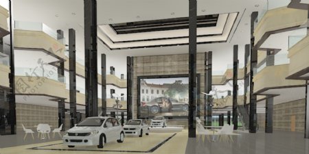 室内设计大气汽车商城新车发布区3D效果图