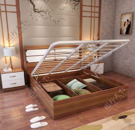 古典风格卧室高箱床