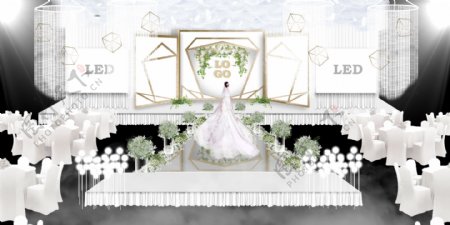森系梦幻钻石婚礼婚庆现场布置设计白色