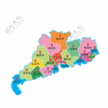 广东省区域地图矢量素材