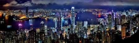 香港维多利亚港城市夜景
