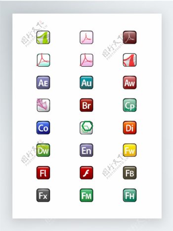 Adobe家族产品标志图标集