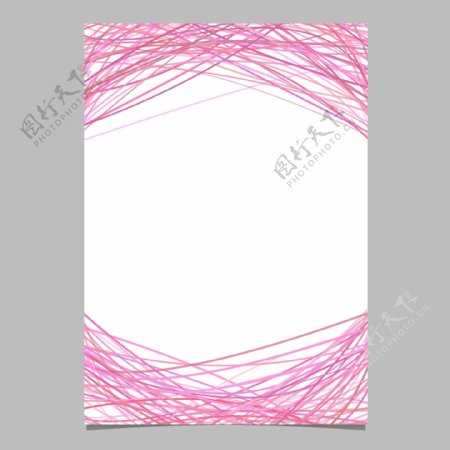 页面模板与随机拱形线粉红色调空白矢量海报插图白色背景