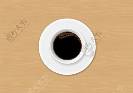木桌上的咖啡杯图设计