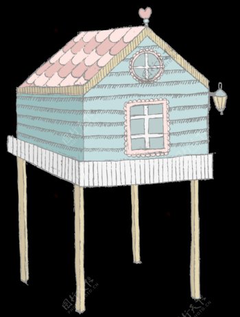 童真手绘彩色小房子装饰图案