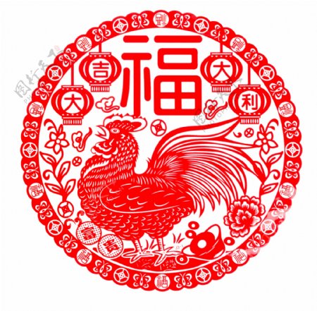 中国风鸡年福字元素
