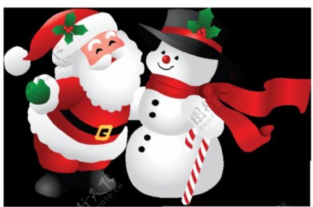 雪人和圣诞老人免抠png透明图层素材