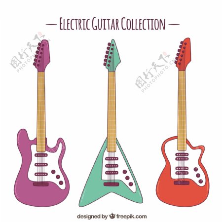 三支彩色电吉他