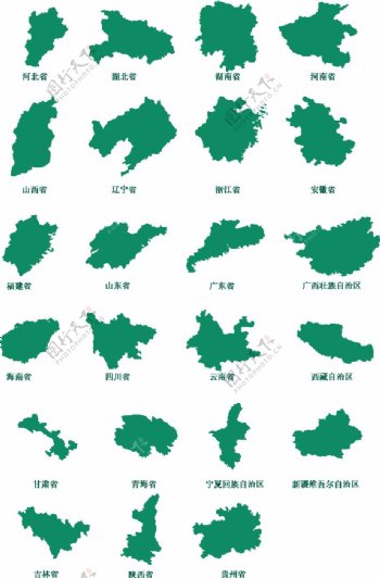 中国各省地图素材AI矢量