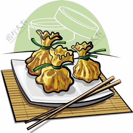 手绘美味的传统小吃插画