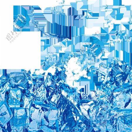 蓝色透明冰块元素