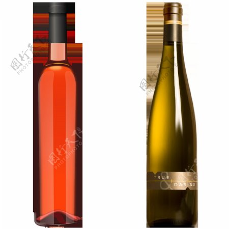 两瓶葡萄酒免抠png透明图层素材