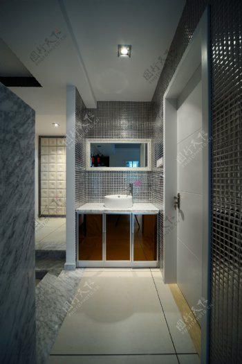 简约风室内设计浴室洗手台效果图