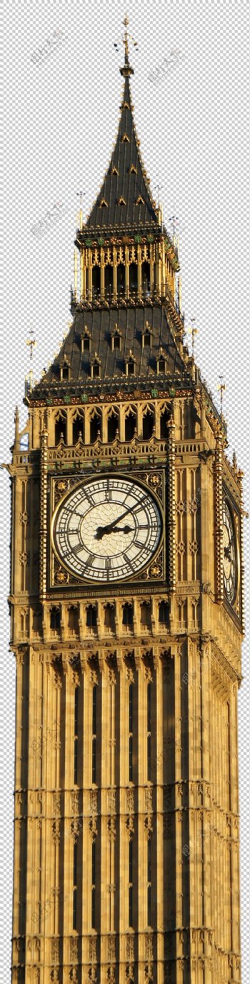黄色伦敦大本钟建筑免抠png透明图层素材