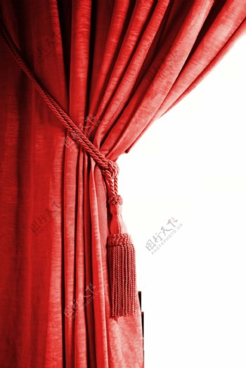 喜庆红色窗帘元素