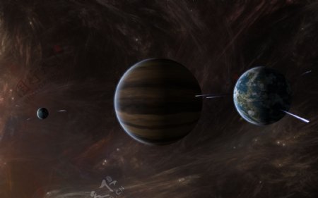 黑色宇宙行星唯美星空背景