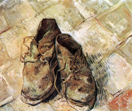 复古鞋子油画背景墙素材