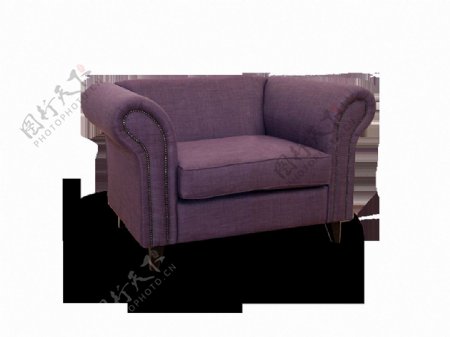 紫色布艺扶手椅免抠png透明图层素材