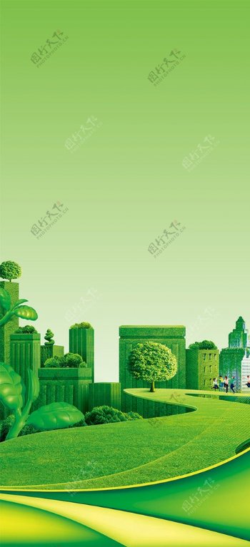 绿色房子背景图