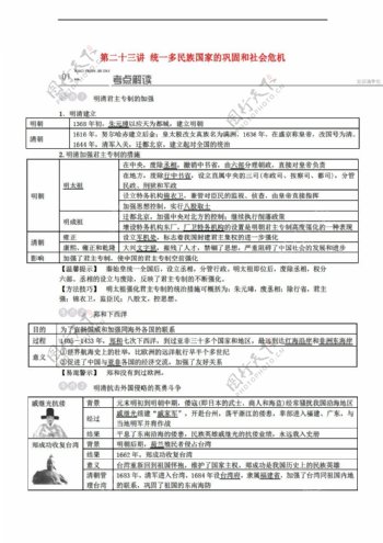 中考专区历史2016年广西中考考点基础复习统一多民族国家的巩固和社会危机