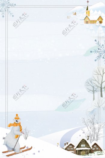 卡通白熊滑雪背景