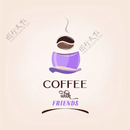 紫色创意咖啡标志图片