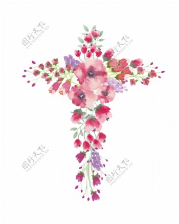 花卉十字架卡通透明装饰素材