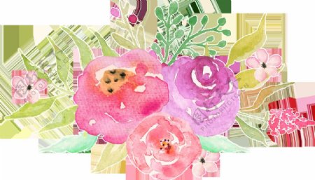 红紫花丛卡通透明装饰素材