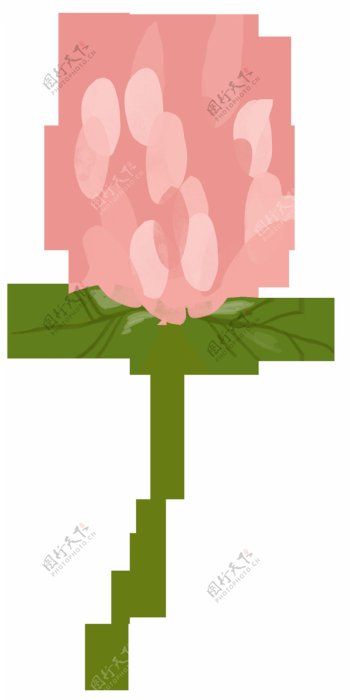 粉色可爱花卉卡通水彩透明素材