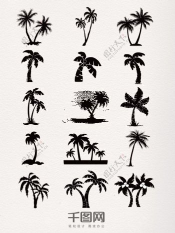 椰子树黑色剪影元素