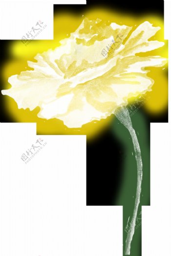 黄色优雅花卉透明装饰素材