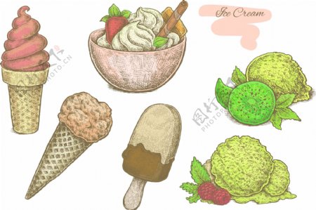 冰淇淋矢量图标集