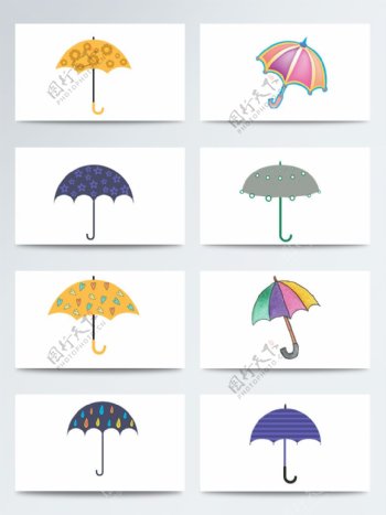 雨水节气相关PNG元素花纹波点雨伞